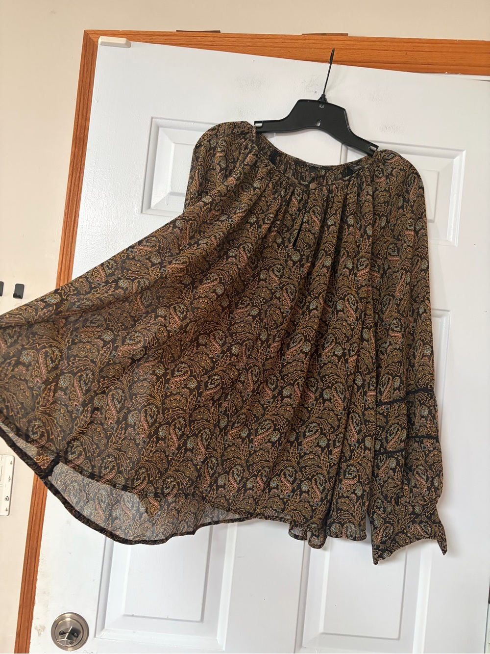 Scotch & Soda Black Paisley Long Sleeve Peasant Blouse Boho Size large. - Picture 6 of 12